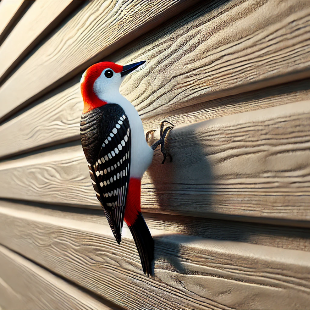 why woodpeckers peck on metal